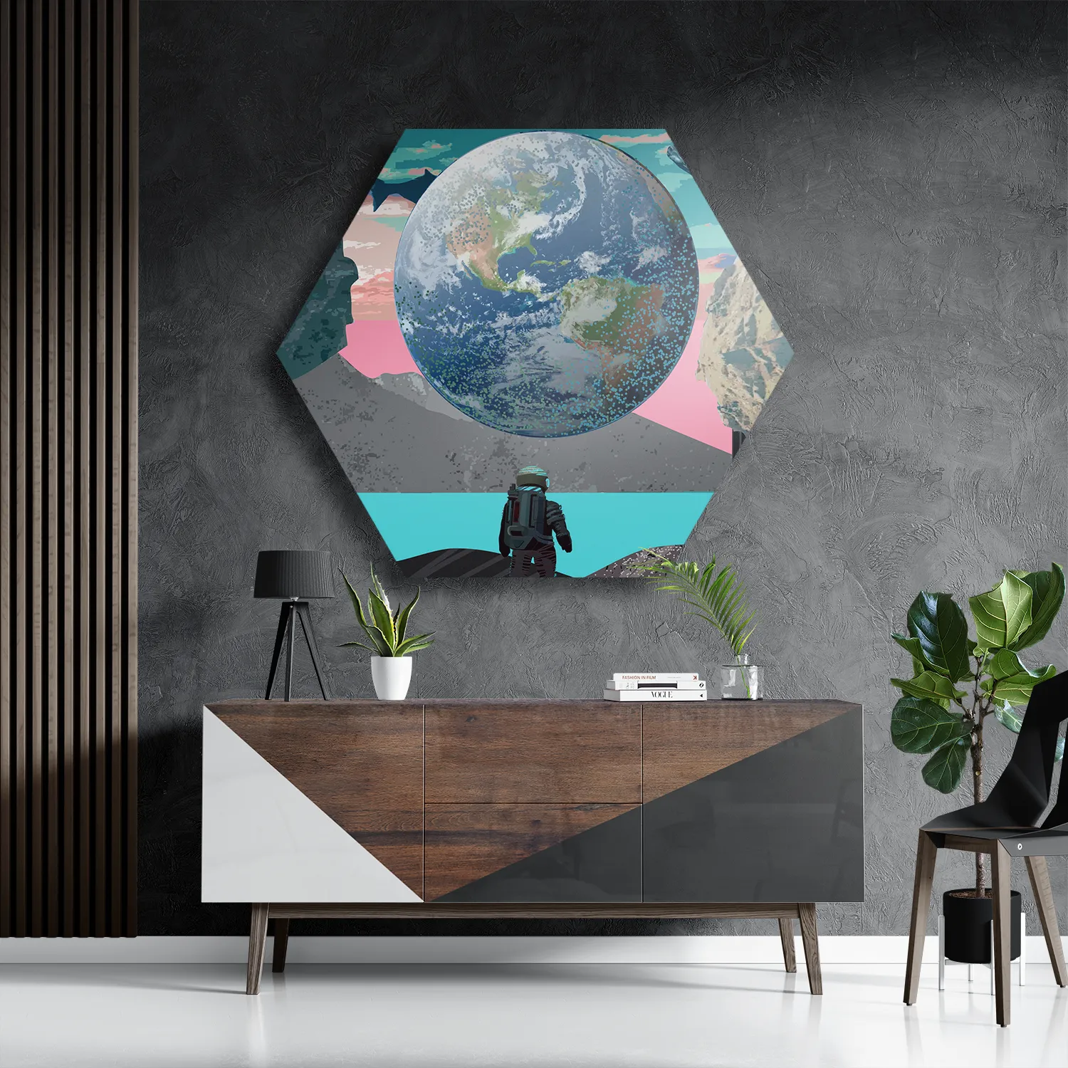 Schilderij Abstracte Aarde Hexagon Template Hexagon1 Ruimtevaart 13 3