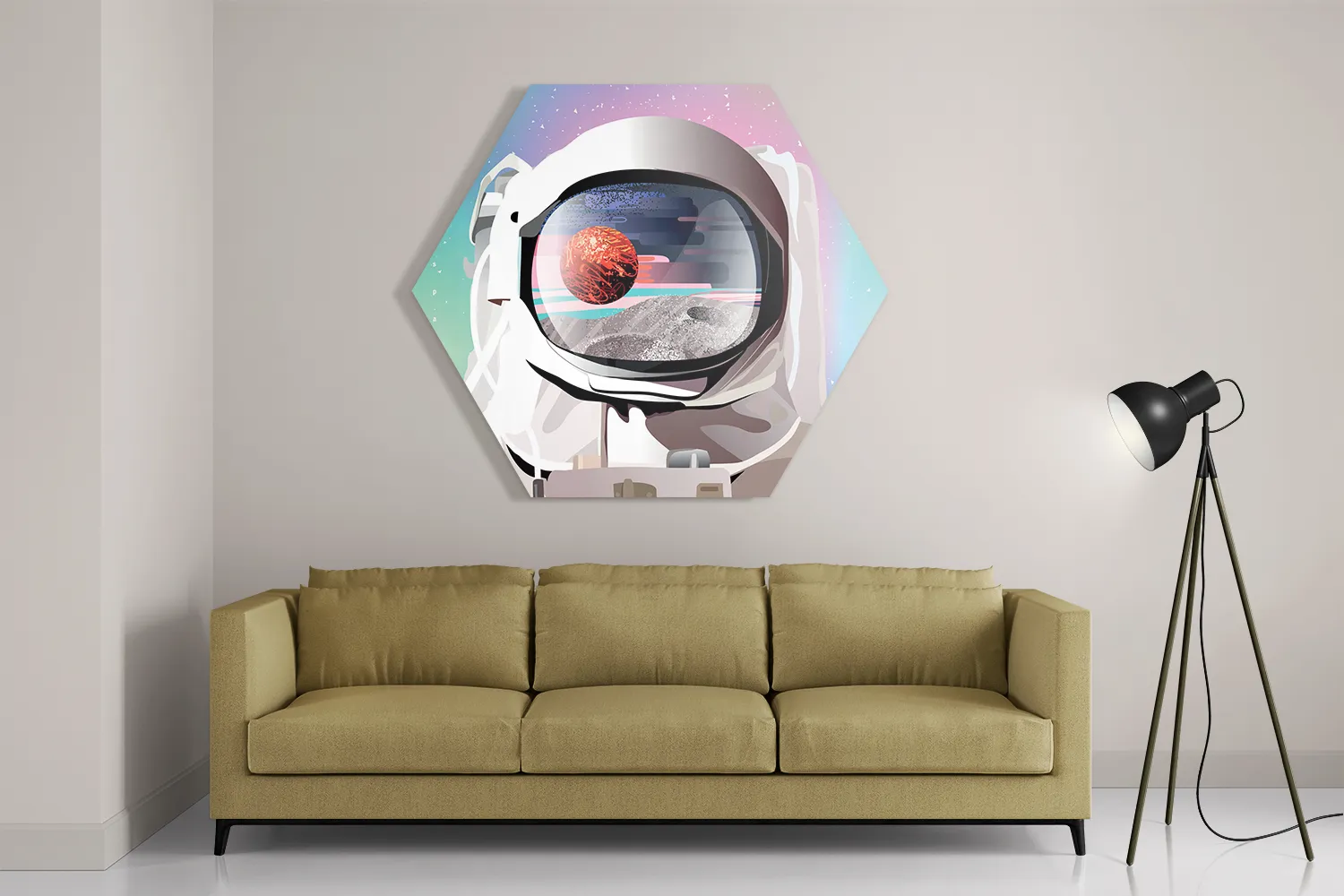 Schilderij De Reflectie Hexagon Template Hexagon1 Ruimtevaart 16 2