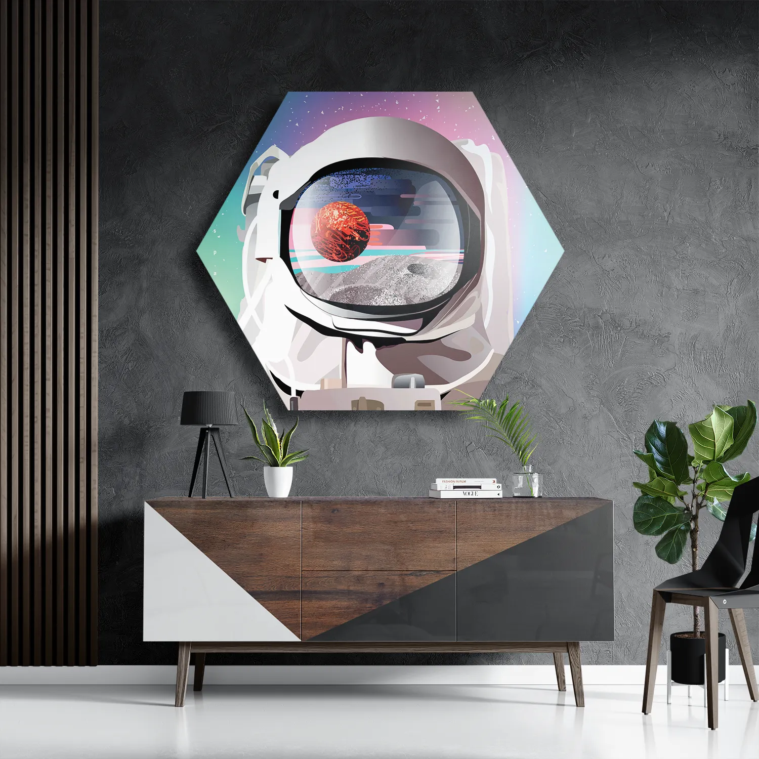 Schilderij De Reflectie Hexagon Template Hexagon1 Ruimtevaart 16 3