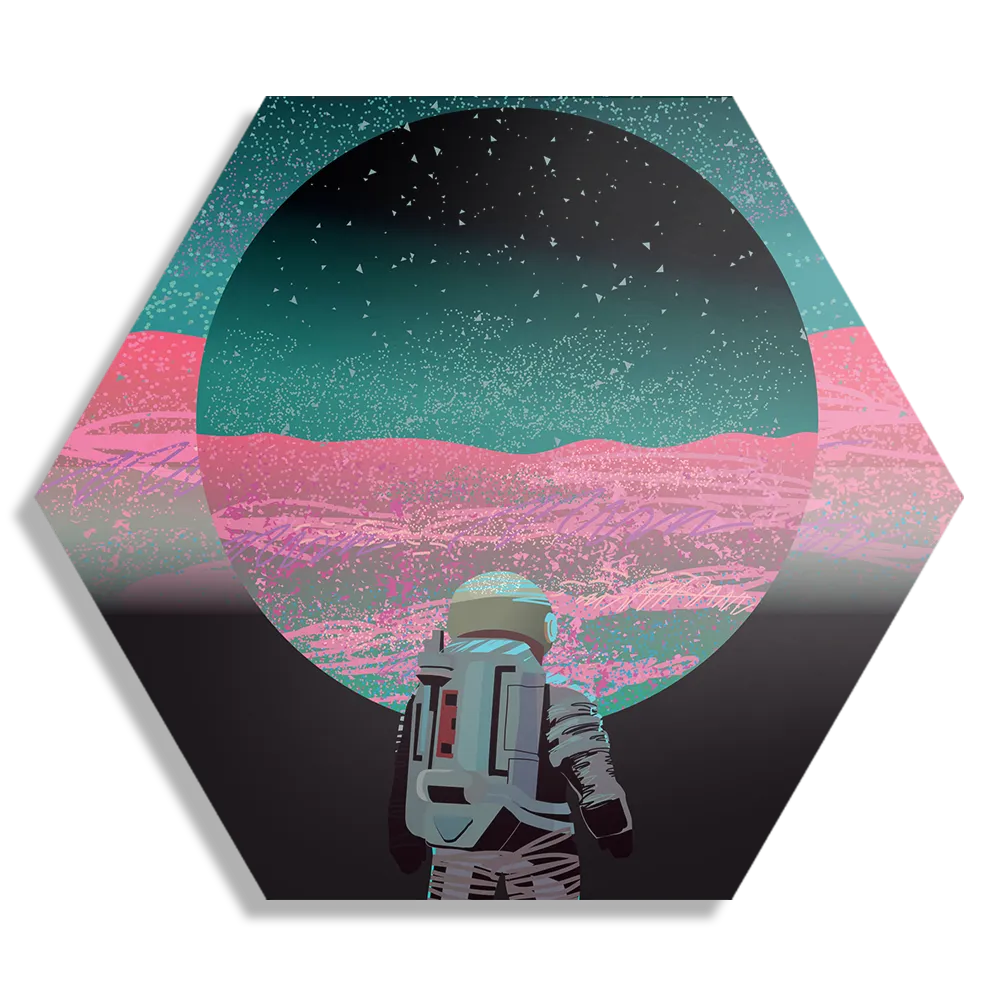 Schilderij Retro austronaut Hexagon Template Hexagon1 Ruimtevaart 17 1