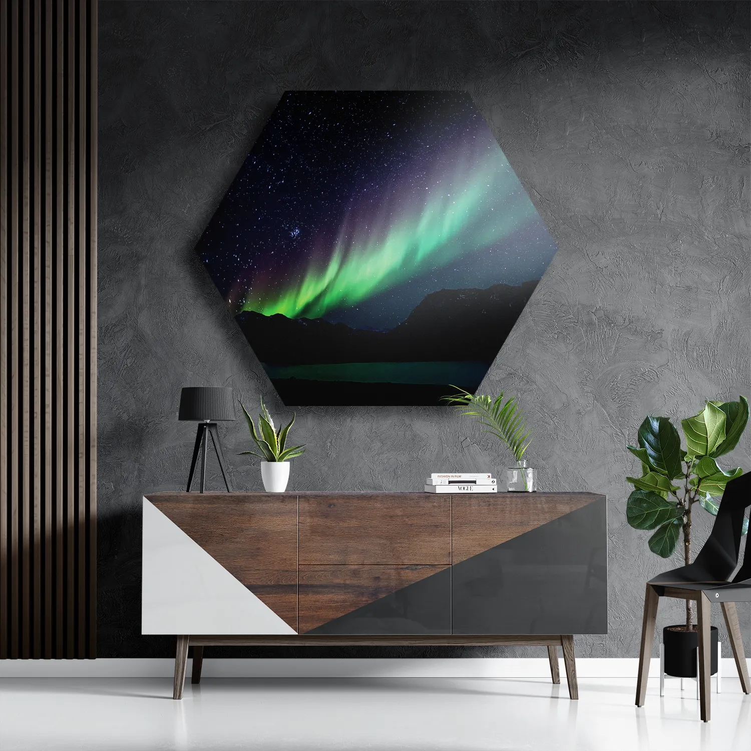 Schilderij Het Noorderlicht Hexagon Template Hexagon1 Ruimtevaart 8 3