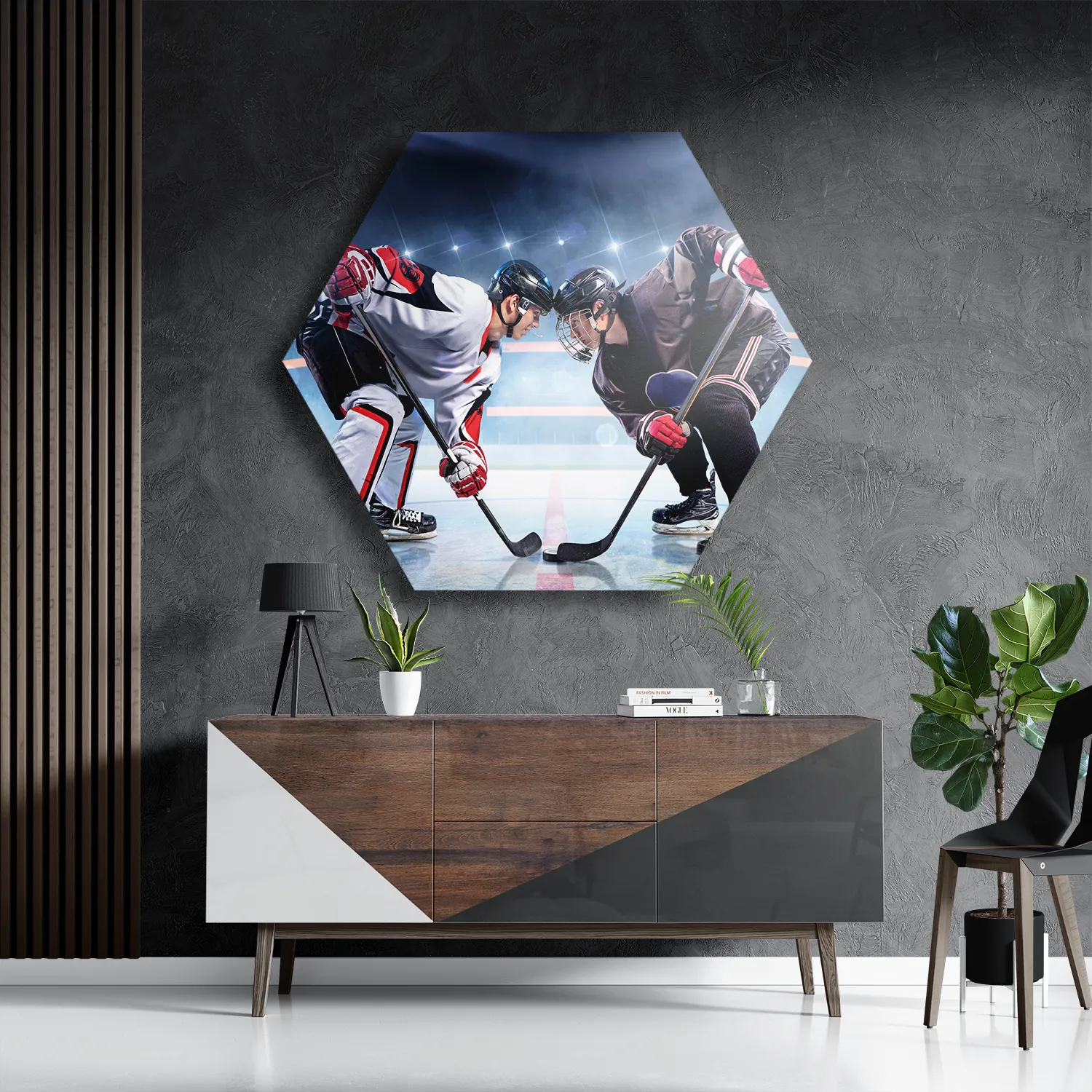 Schilderij Ijshockey Battle Hexagon Template Hexagon1 Sport 13 3
