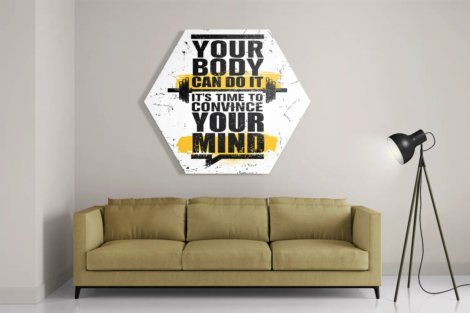 Schilderij You Body Can Do It, It's Time To Convince Your Mind Hexagon Template Hexagon1 Sport 14 2