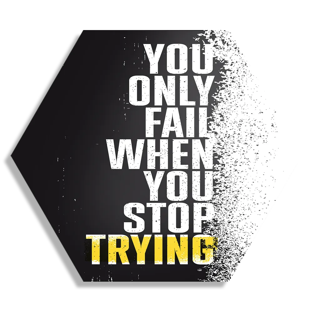 Schilderij Only Fail When You Stop Trying Hexagon Template Hexagon1 Sport 17 1