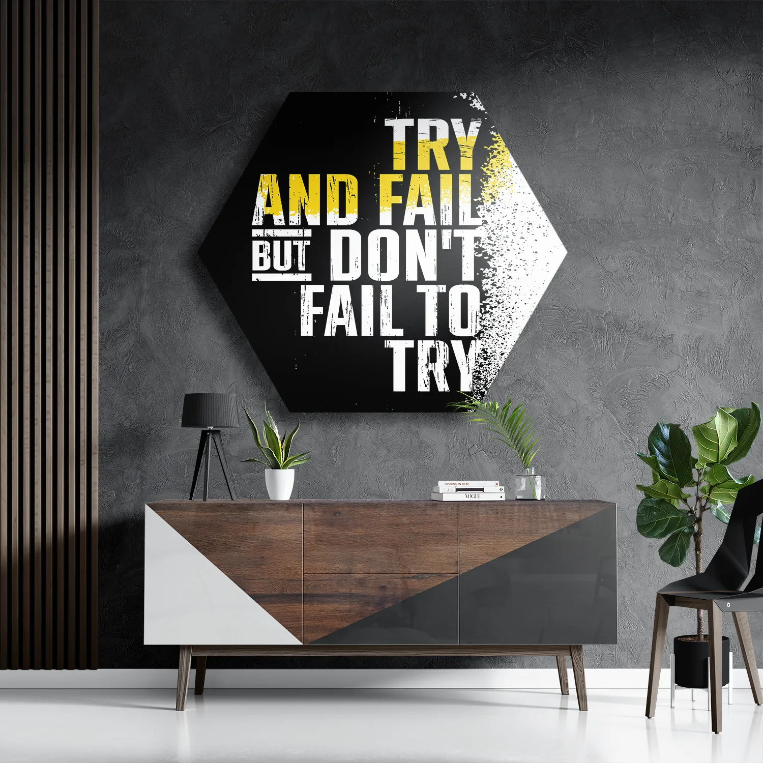 Schilderij Try And Fail, But Don't Fail To Try Hexagon Template Hexagon1 Sport 18 3