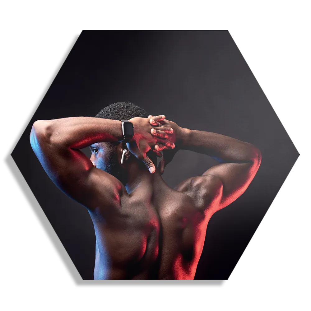 Schilderij Sportieve Donkere Man Hexagon Template Hexagon1 Sport 19 1