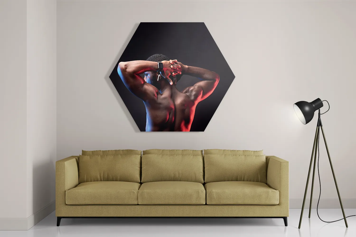 Schilderij Sportieve Donkere Man Hexagon Template Hexagon1 Sport 19 2