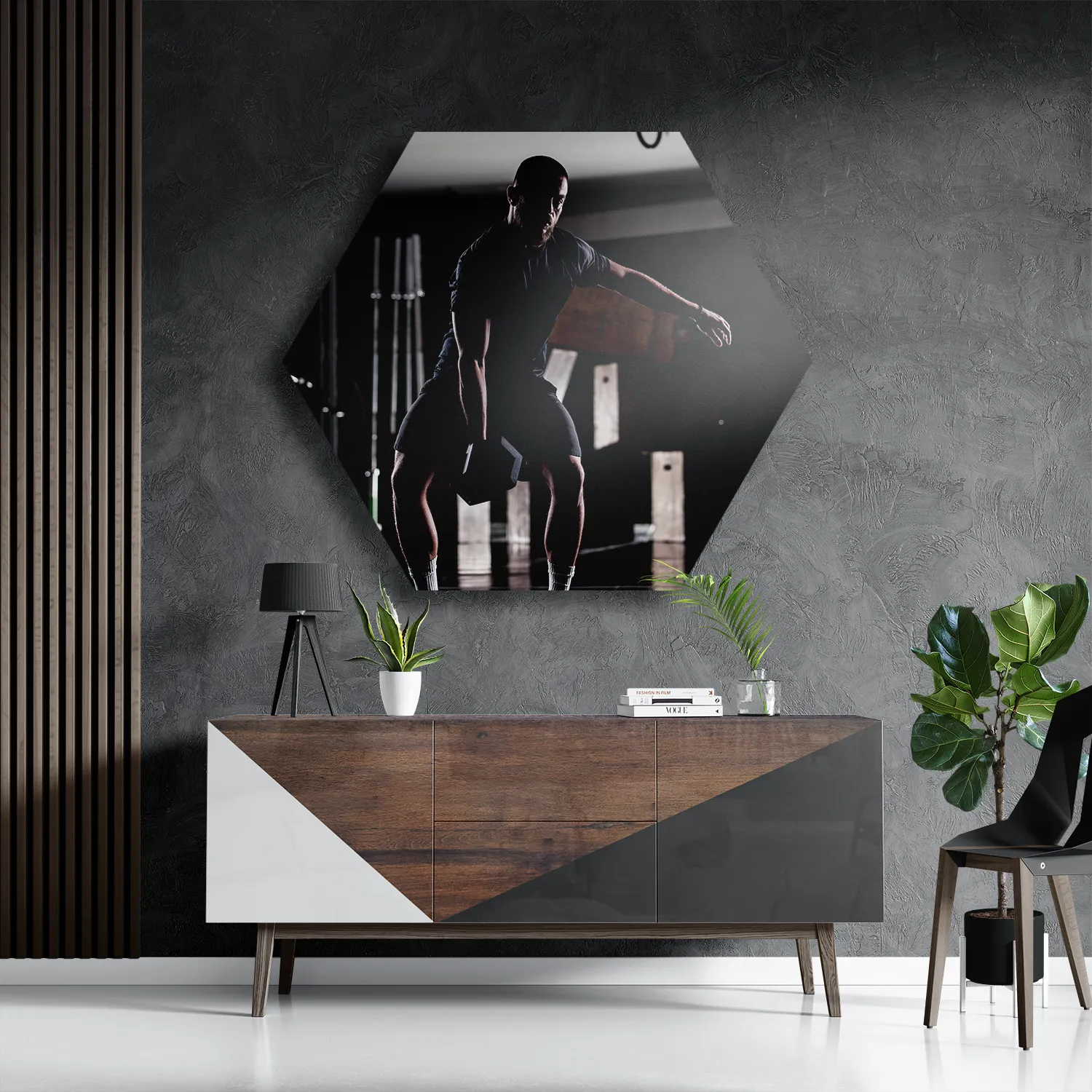 Template_Hexagon1_Sport_20-3 Schilderij Gewicht Heffen In De Sportschool Hexagon Template Hexagon1 Sport 20 3