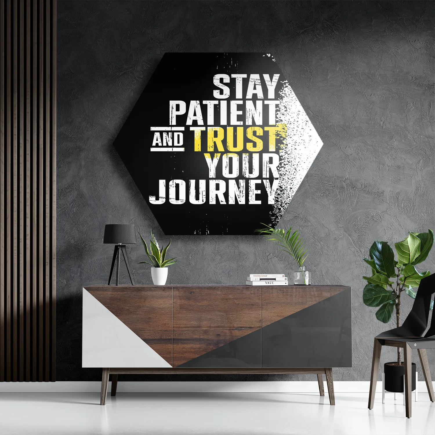 Template_Hexagon1_Sport_21-3 Schilderij Stay Patient And Trust Your Journey Hexagon Template Hexagon1 Sport 21 3