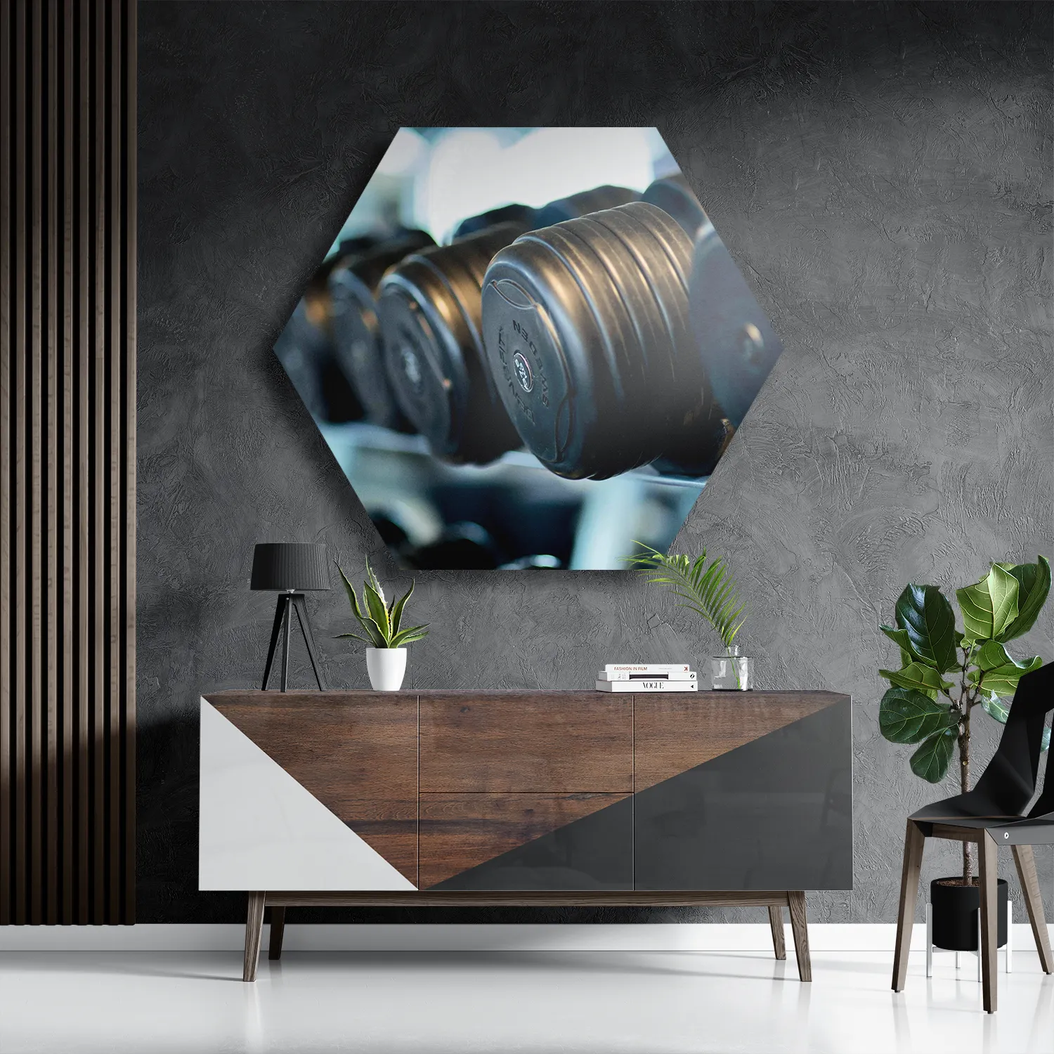 Template_Hexagon1_Sport_5-3 Schilderij Halters In De Sportschool Hexagon Template Hexagon1 Sport 5 3