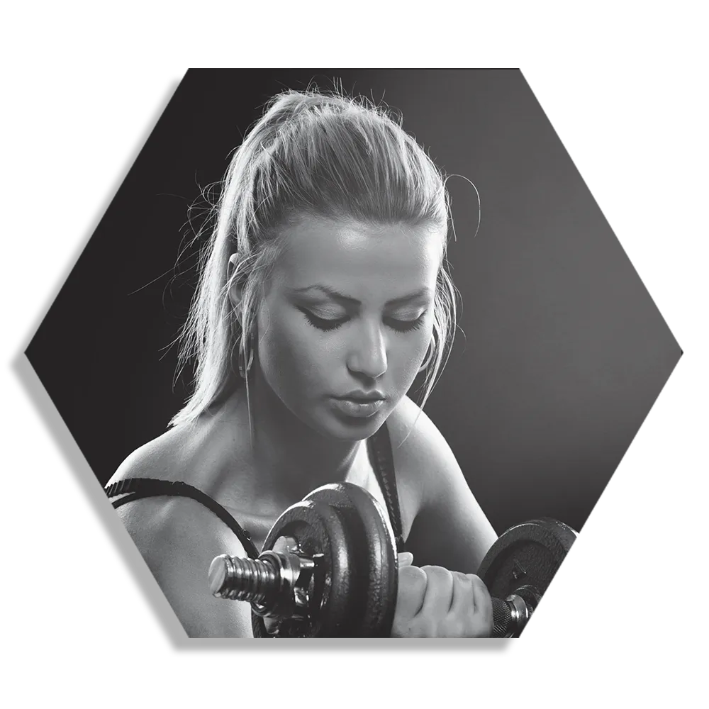 Template_Hexagon1_Sport_7-1 Schilderij Sexy Vrouw Heft Gewicht Met Halter Hexagon Template Hexagon1 Sport 7 1
