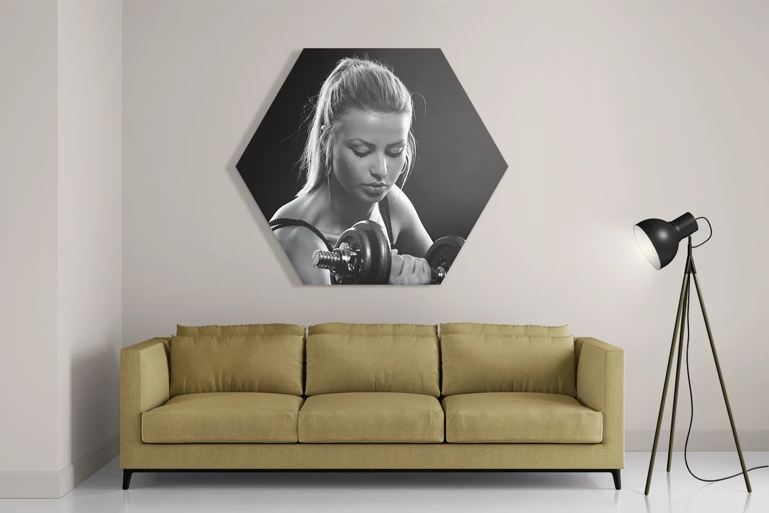 Template_Hexagon1_Sport_7-2 Schilderij Sexy Vrouw Heft Gewicht Met Halter Hexagon Template Hexagon1 Sport 7 2