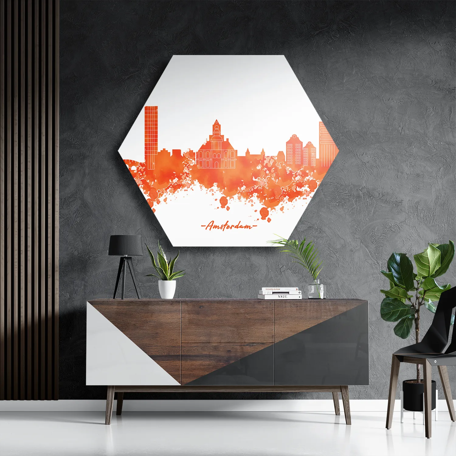 Template_Hexagon1_Steden_1-3 Schilderij Skyline Amsterdam Watercolor Paint Hexagon Template Hexagon1 Steden 1 3