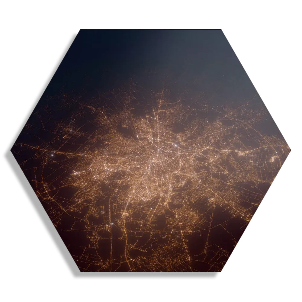 Template_Hexagon1_Steden_108-1 Schilderij Luchtfoto Nacht 03 Hexagon Template Hexagon1 Steden 108 1