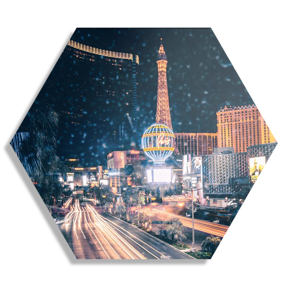 Schilderij Las Vegas at Night Hexagon Template Hexagon1 Steden 16 1
