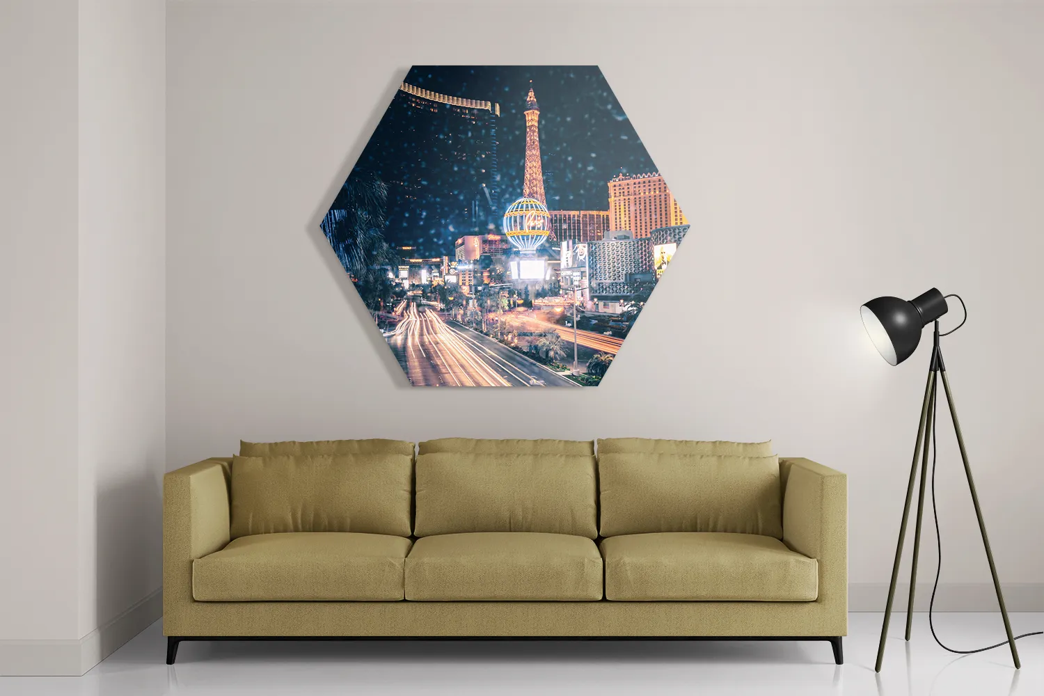 Schilderij Las Vegas at Night Hexagon Template Hexagon1 Steden 16 2