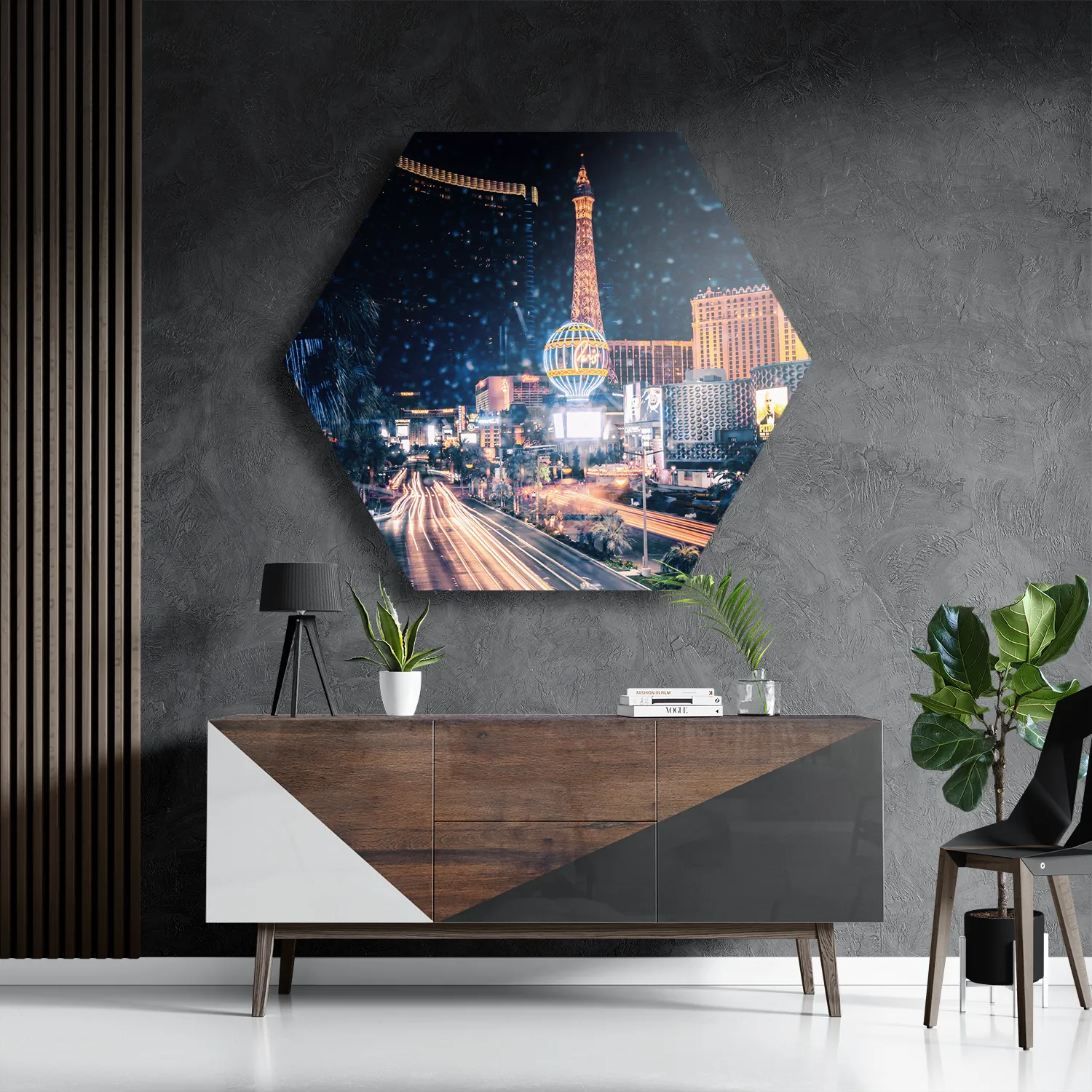 Schilderij Las Vegas at Night Hexagon Template Hexagon1 Steden 16 3