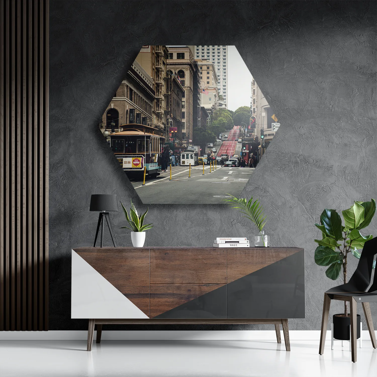 Schilderij San Francisco City Hexagon Template Hexagon1 Steden 17 3