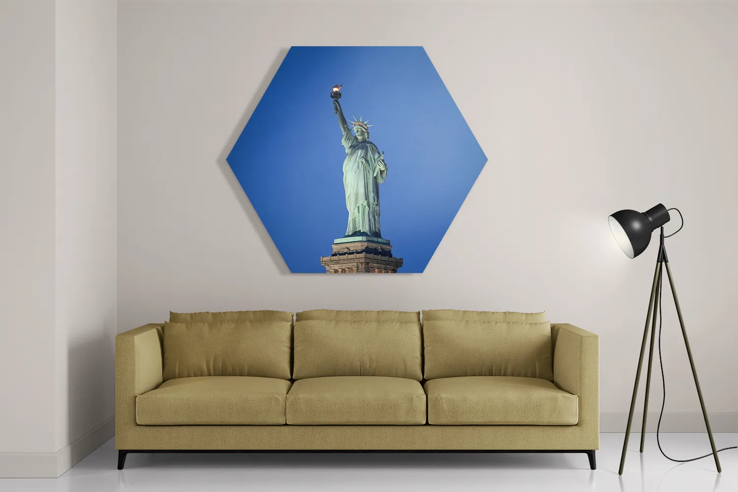 Schilderij Vrijheidsbeeld New York Donker 01 Hexagon Template Hexagon1 Steden 18 2
