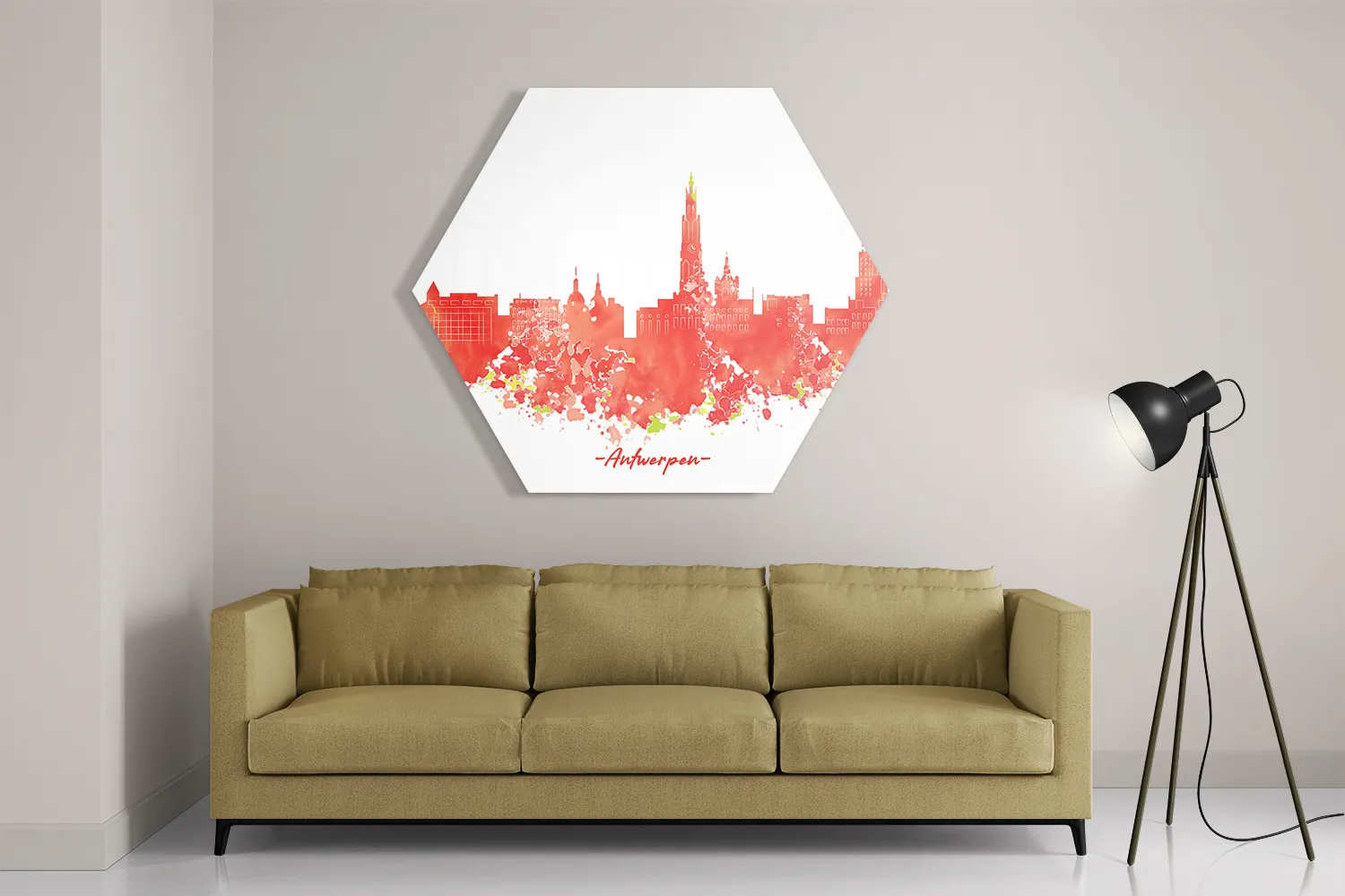 Template_Hexagon1_Steden_2-2 Schilderij Skyline Antwerpen Watercolor Paint Hexagon Template Hexagon1 Steden 2 2