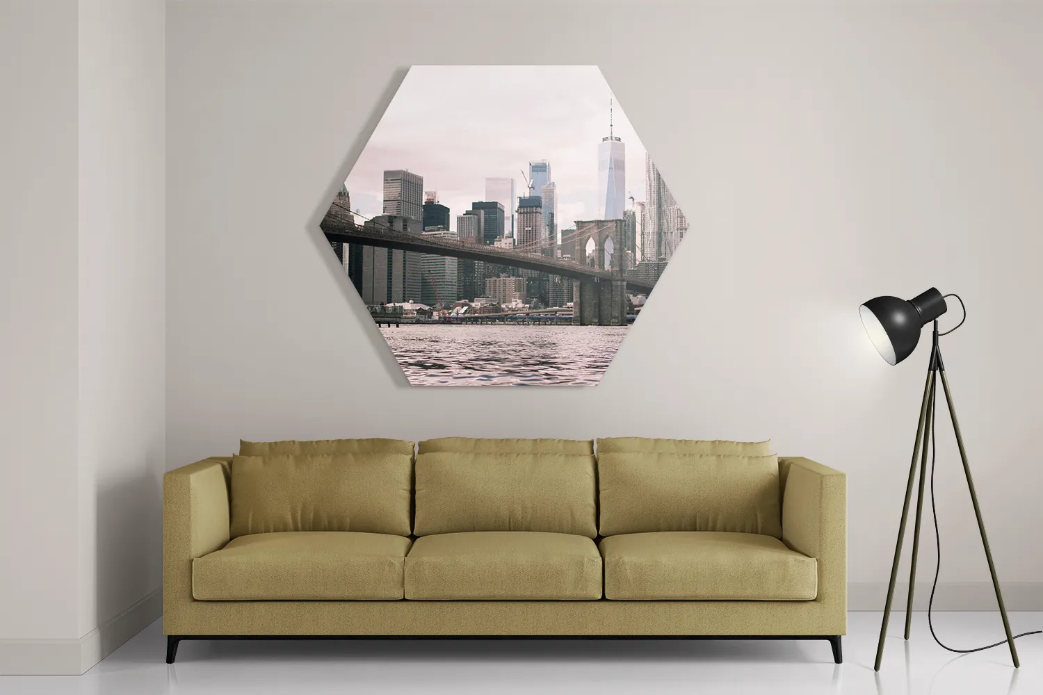 Schilderij Brooklyn Bridge New York Hexagon Template Hexagon1 Steden 24 2