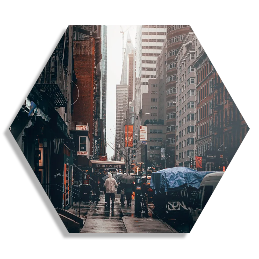 Schilderij New York Raining Day Hexagon Template Hexagon1 Steden 27 1