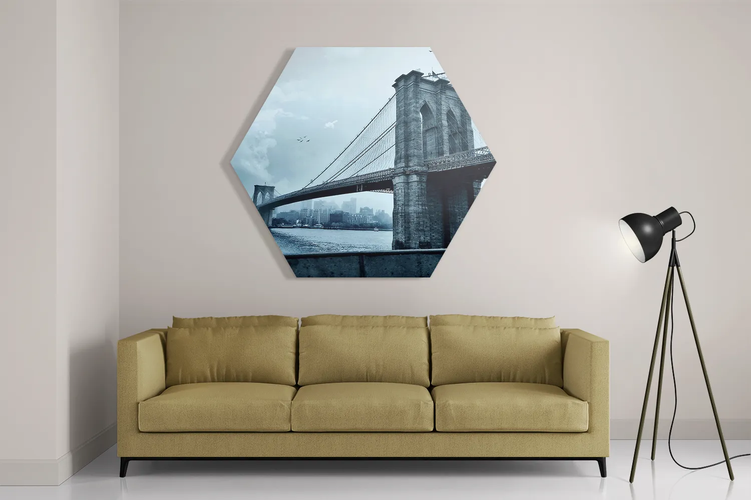 Template_Hexagon1_Steden_28-2 Schilderij Brooklyn Bridge New York Zwart Wit Hexagon Template Hexagon1 Steden 28 2