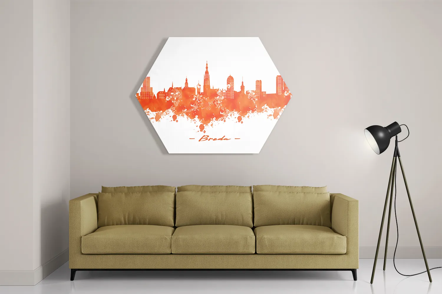 Schilderij Skyline Breda Watercolor Paint Hexagon Template Hexagon1 Steden 3 2