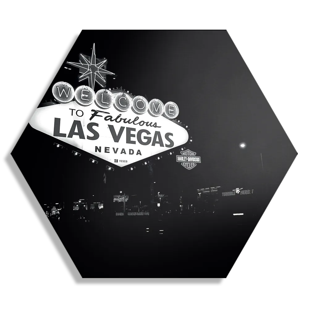 Schilderij Welcome to Fabulous Las Vegas Zwart Wit Hexagon Template Hexagon1 Steden 30 1
