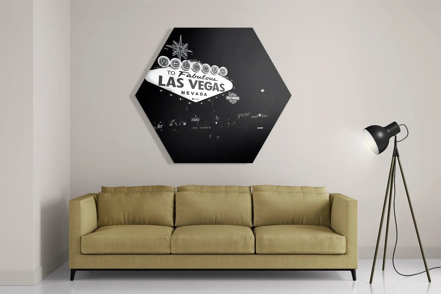 Schilderij Welcome to Fabulous Las Vegas Zwart Wit Hexagon Template Hexagon1 Steden 30 2