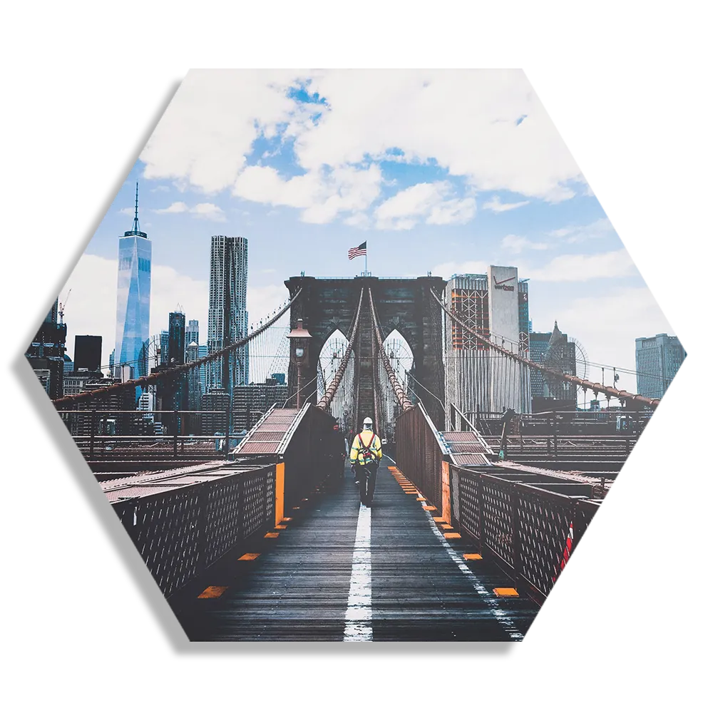 Schilderij Brooklyn Bridge New York Daglicht Hexagon Template Hexagon1 Steden 32 1