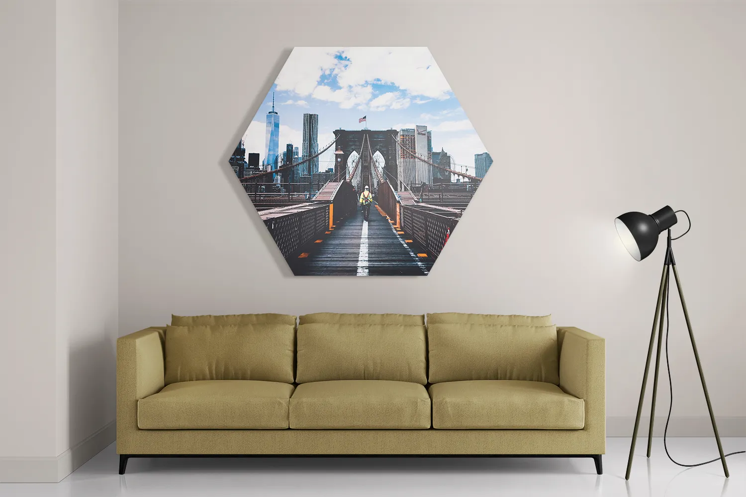 Schilderij Brooklyn Bridge New York Daglicht Hexagon Template Hexagon1 Steden 32 2