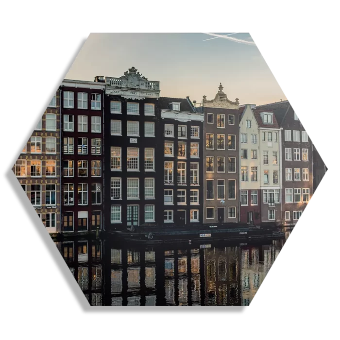 Schilderij Aan die Amsterdamse Gracht Hexagon Template Hexagon1 Steden 33 1