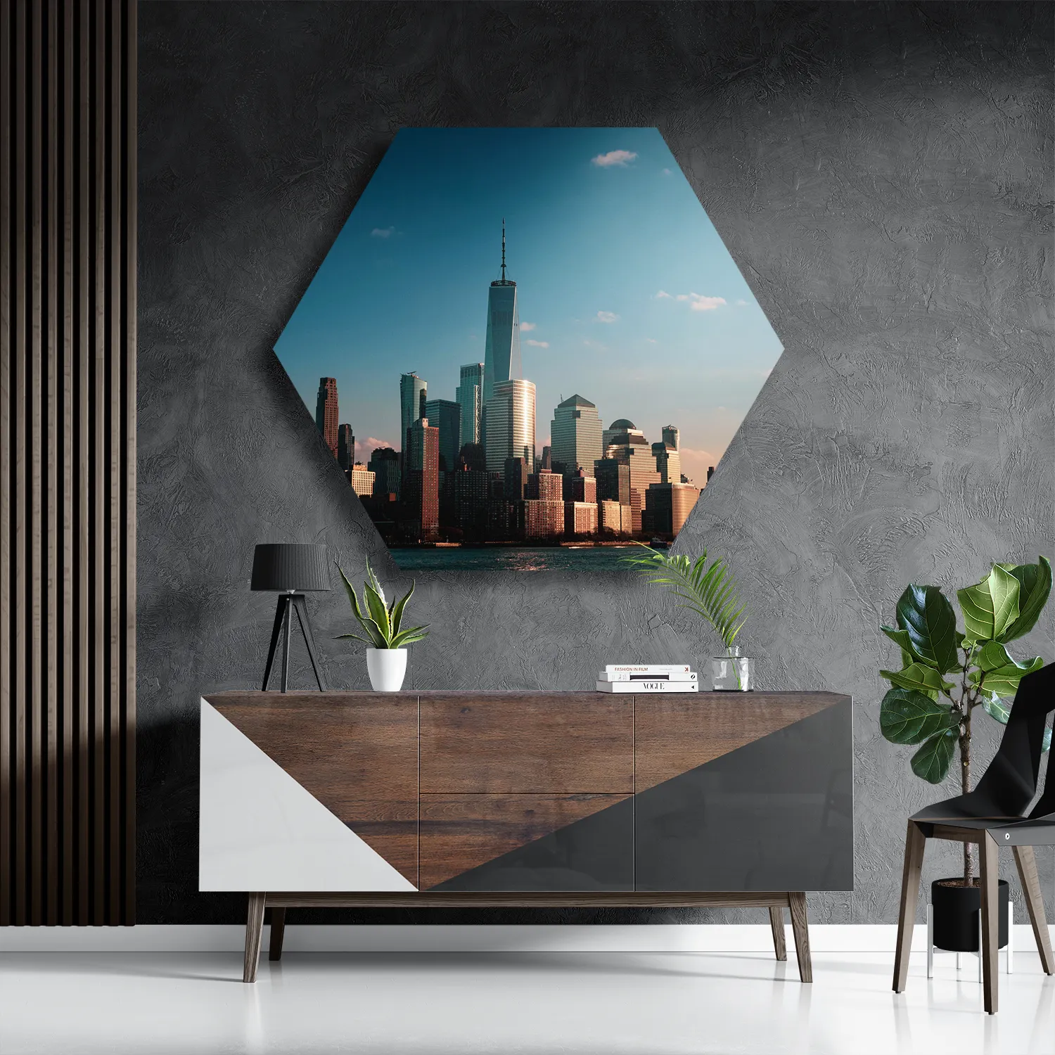 Schilderij New York Gebouwen Skyline Hexagon Template Hexagon1 Steden 36 3