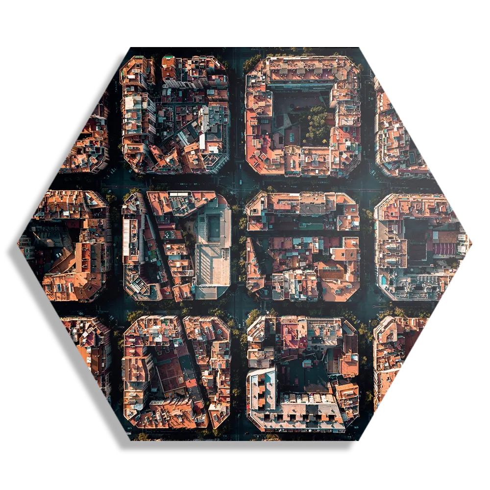 Schilderij Barcelona's Achtkantige Patronen Hexagon Template Hexagon1 Steden 38 1
