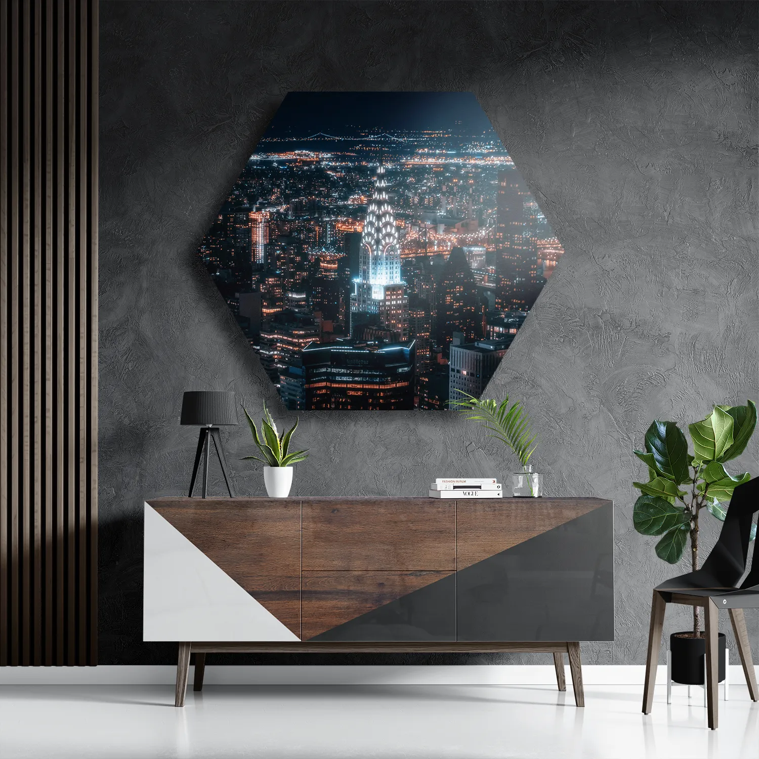 Schilderij Chrysler Building New York at Night Hexagon Template Hexagon1 Steden 46 3