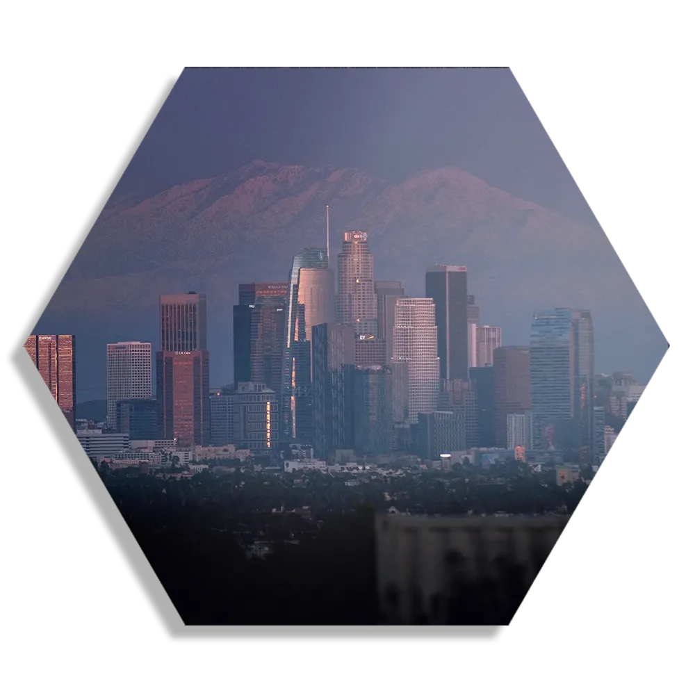 Schilderij Los Angeles at Night Hexagon Template Hexagon1 Steden 48 1
