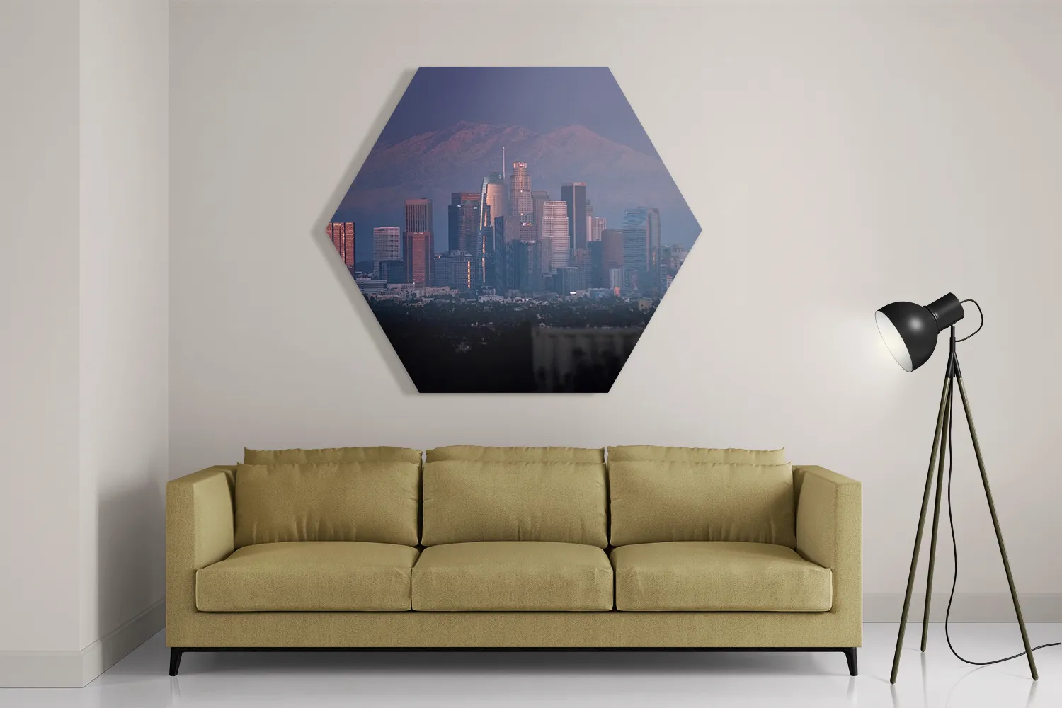 Schilderij Los Angeles at Night Hexagon Template Hexagon1 Steden 48 2