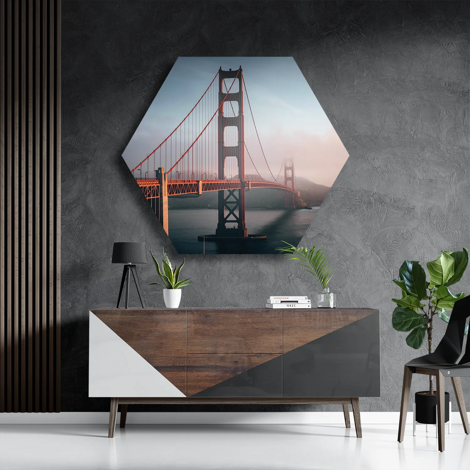 Schilderij Golden Gate Bridge San Francisco Hexagon Template Hexagon1 Steden 49 3