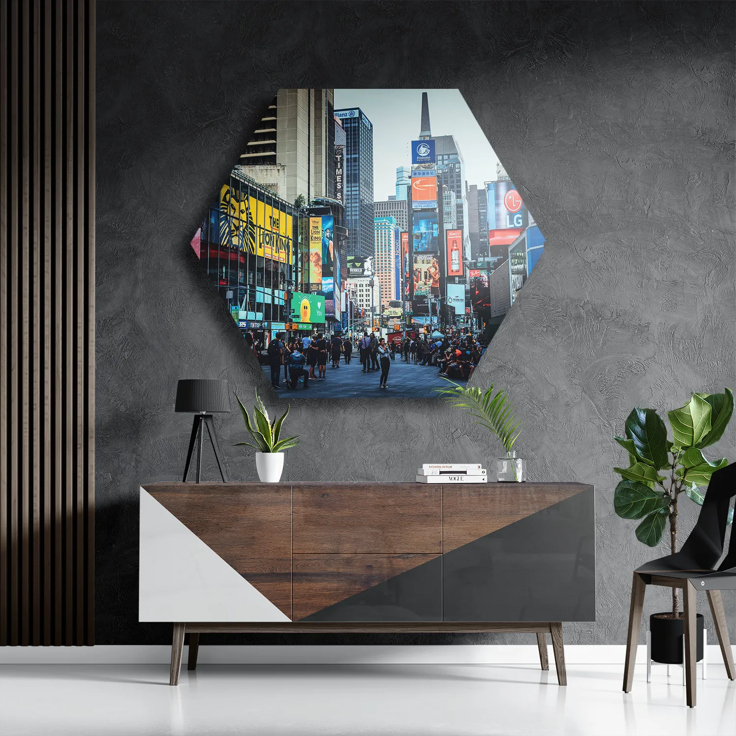 Schilderij Times Square New York Hexagon Template Hexagon1 Steden 51 3