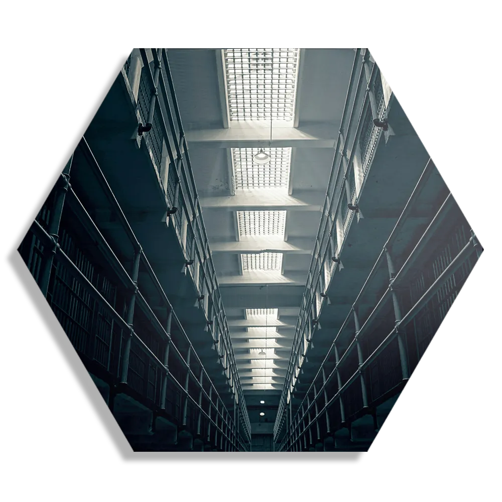 Schilderij Alcatraz Celblokken Hexagon Template Hexagon1 Steden 52 1