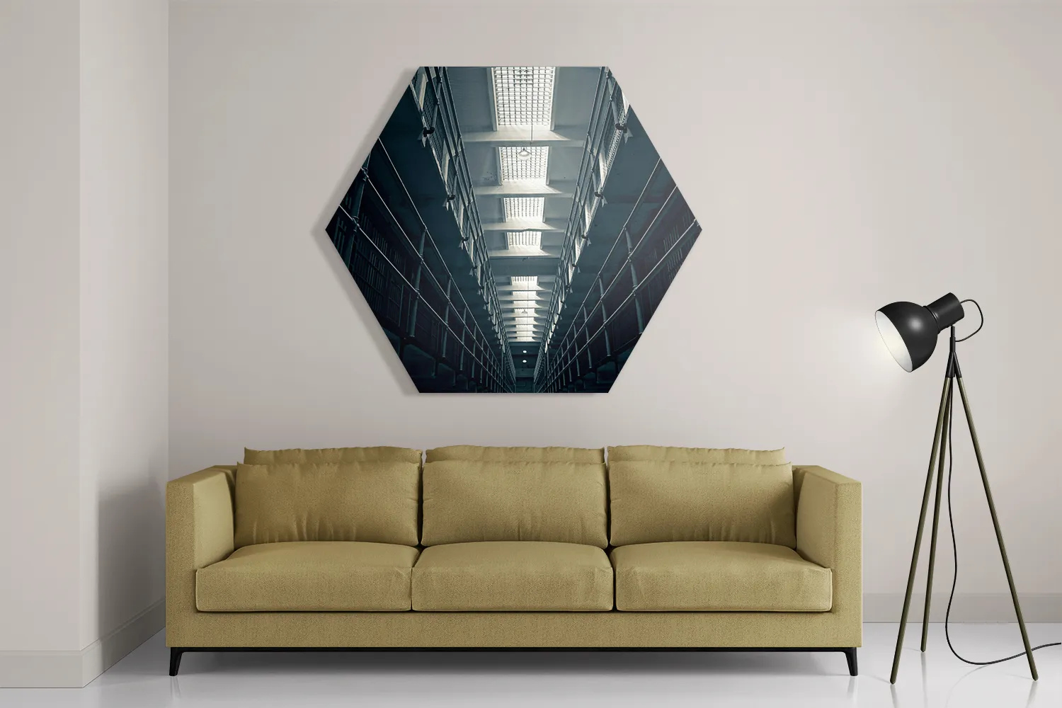 Schilderij Alcatraz Celblokken Hexagon Template Hexagon1 Steden 52 2