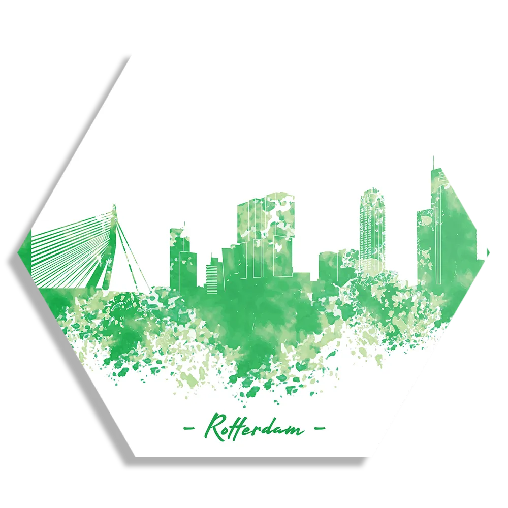Schilderij Skyline Rotterdam Watercolor Paint Hexagon Template Hexagon1 Steden 53 1