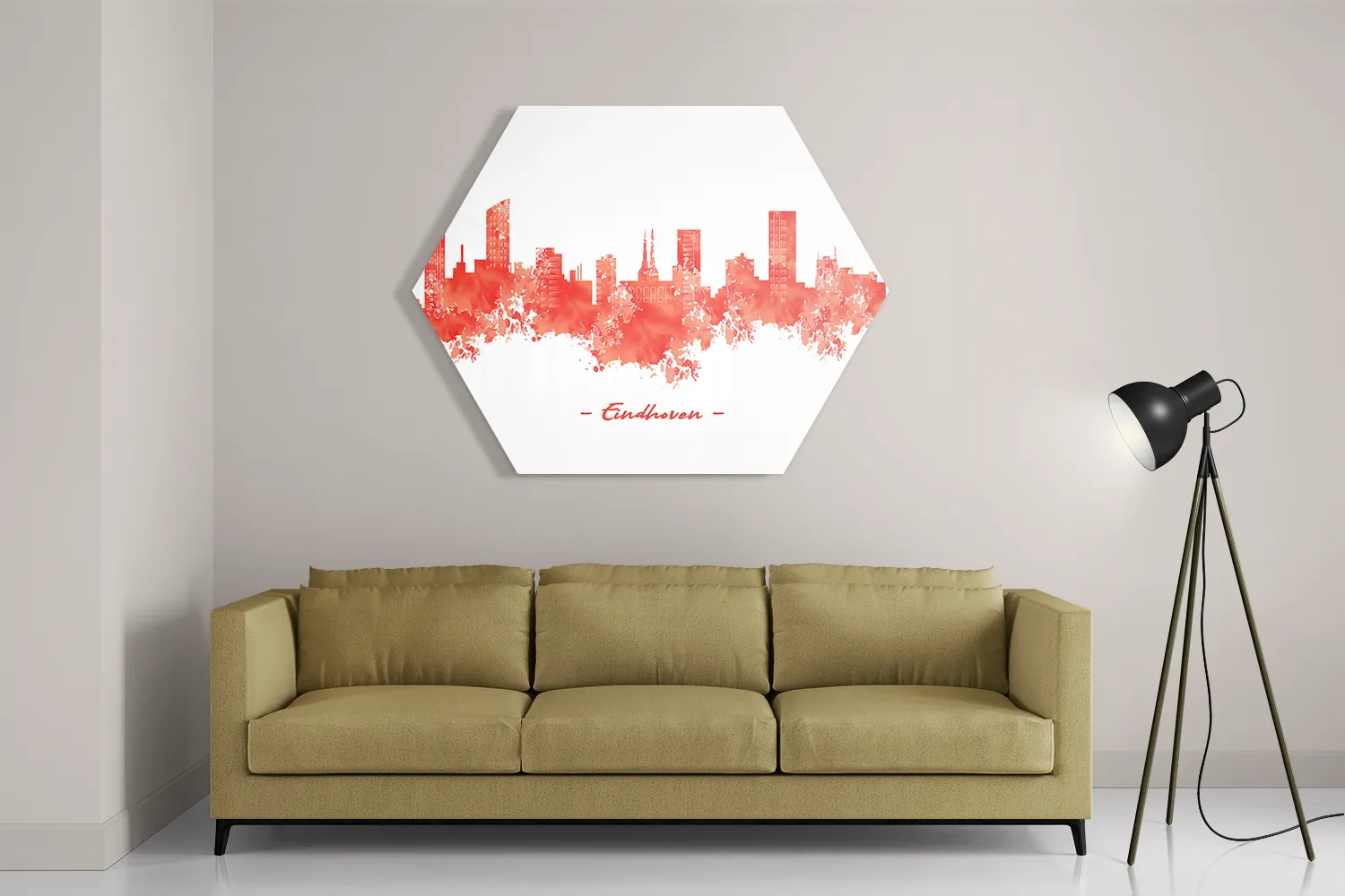 Schilderij Skyline Eindhoven Watercolor Paint Hexagon Template Hexagon1 Steden 6 2