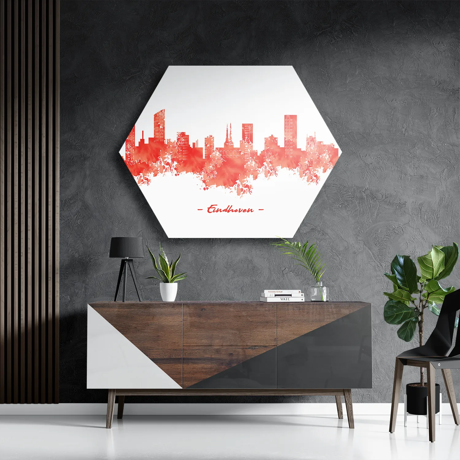 Schilderij Skyline Eindhoven Watercolor Paint Hexagon Template Hexagon1 Steden 6 3
