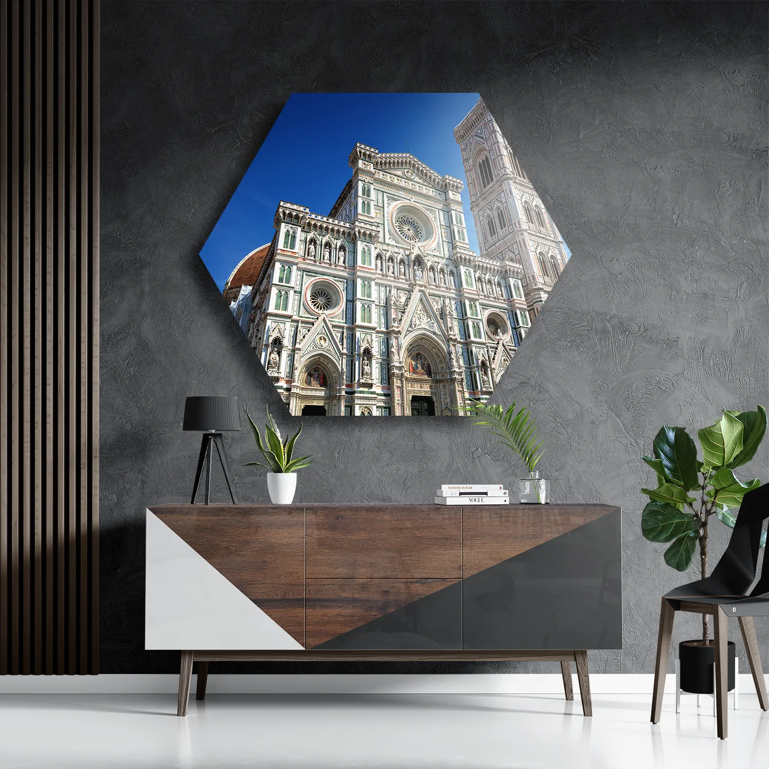 Schilderij De Kathedraal Van Florence Duomo Vooraanzicht Hexagon Template Hexagon1 Steden 62 3