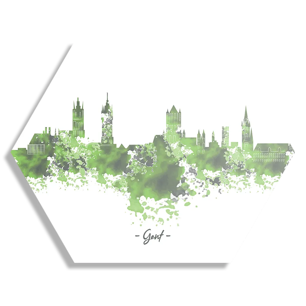 Template_Hexagon1_Steden_7-1 Schilderij Skyline Gent Watercolor Paint Hexagon Template Hexagon1 Steden 7 1