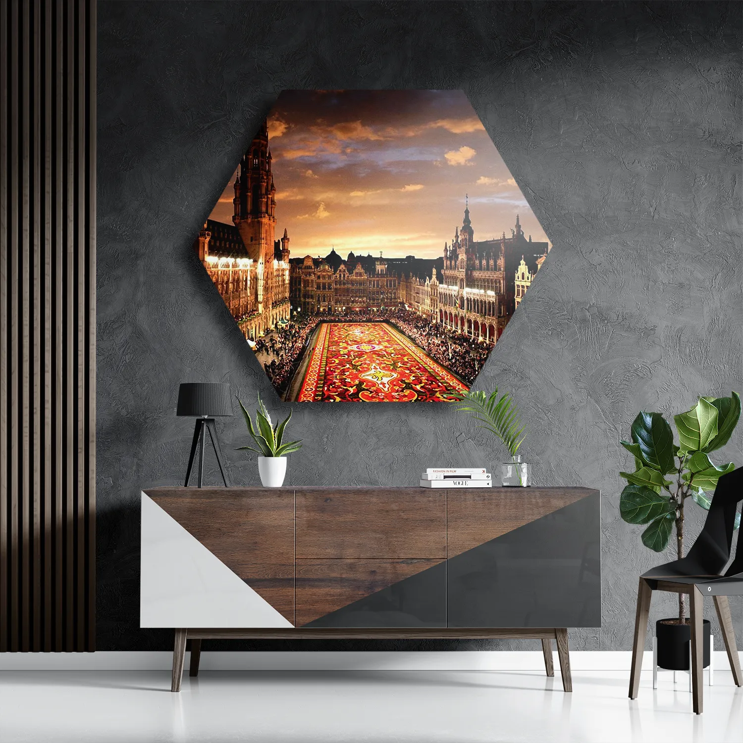 Template_Hexagon1_Steden_99-3 Schilderij Grote Markt Brussel Hexagon Template Hexagon1 Steden 99 3