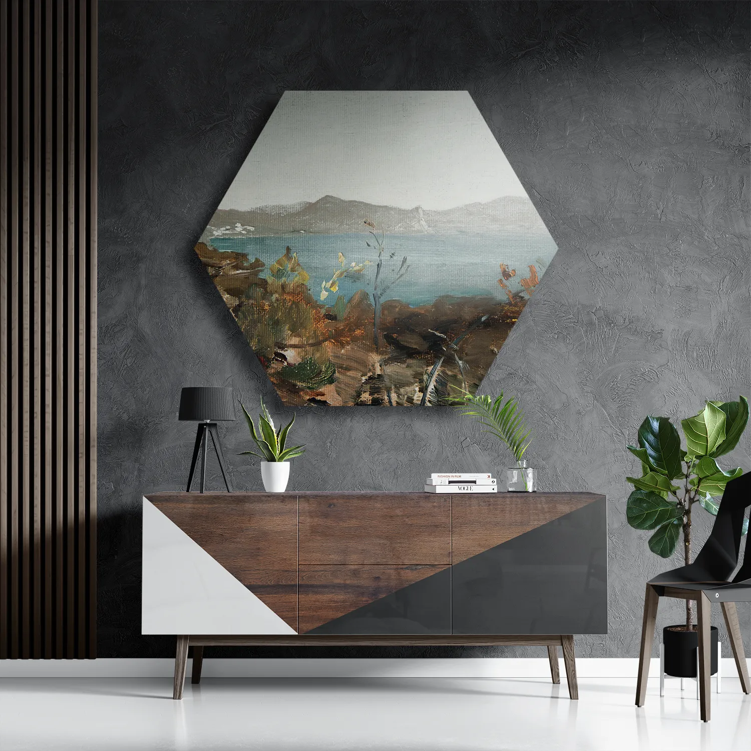 Schilderij Het Landschap van Vroeger 03 Hexagon Template Hexagon1 Vintage 21 3