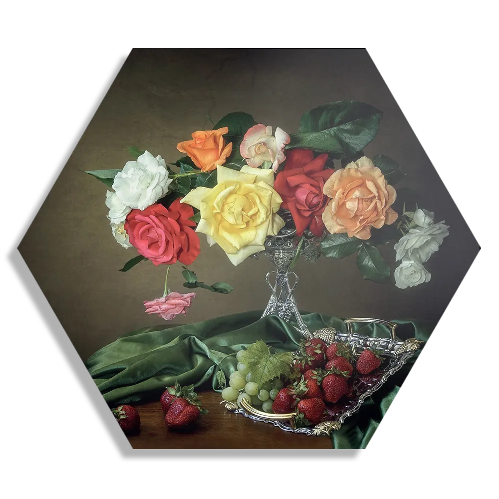 Template_Hexagon1_Vintage_22-1 Schilderij Modern Stil Leven Bloemen 01 Hexagon Template Hexagon1 Vintage 22 1